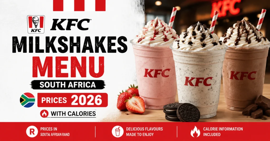 Kfc Milkshakes Menu South Africa Prices 2026 With Calories